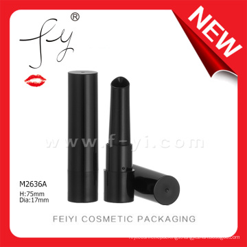 Black Round Plastic Gloss Lipstick Tube